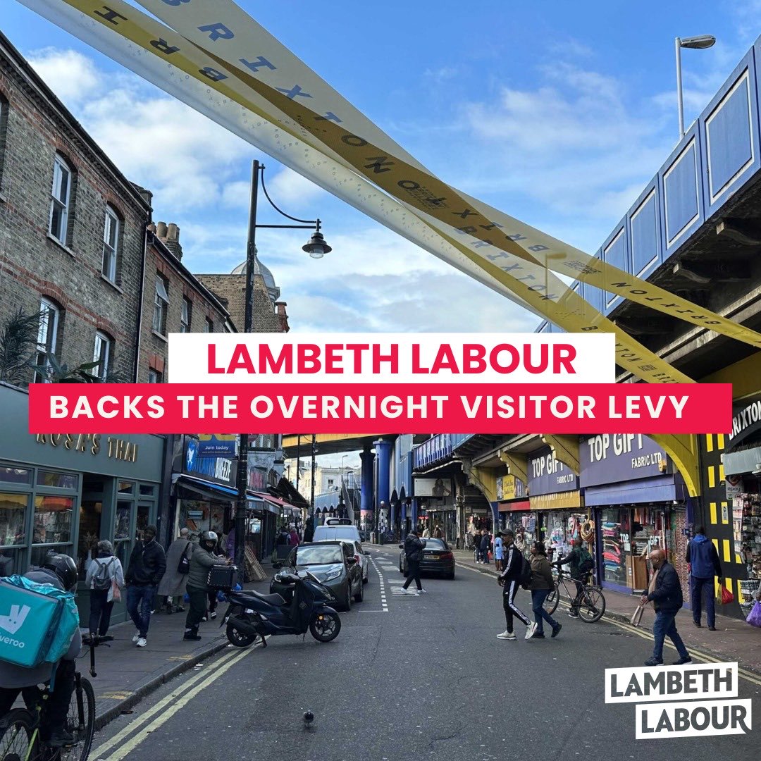 🚨Tonight: Lambeth Labour backed plans for an Overnight Visitor Levy 

Lambeth’s world-class attractions draw millions each year, and a small levy, like those across Europe, could be reinvested in our streets, spaces &amp; communities.

We stand ready to work with the <a href="/MayorofLondon/">Mayor of London, Sadiq Khan</a>