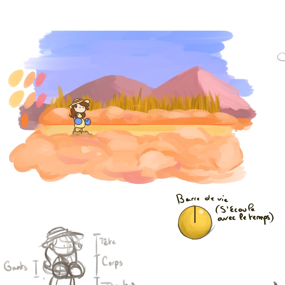moulinauxbulles's tweet image. Decline's Drops 1st Anniversary - Anecdote #5
One of the first concept arts shows a strange idea, where Globule's health would slowly fade out. Being hit would also decrease your health, but combos and collecting objects would refill it.
(Giveaway won today by @LanaRoseVA !)