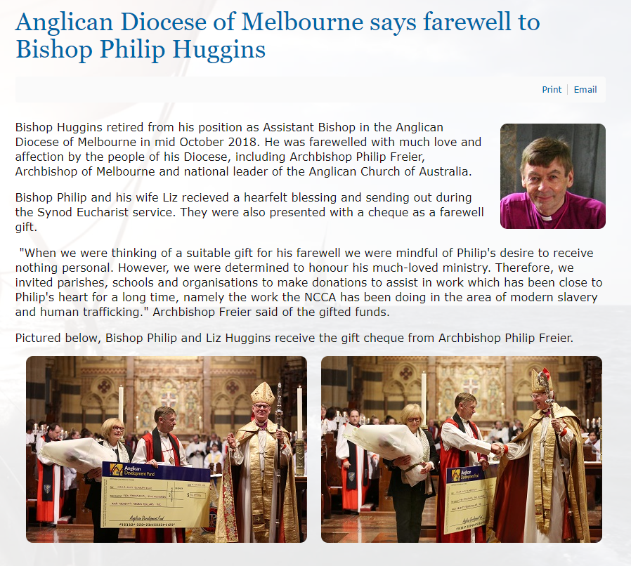 16 October 2018: retirement of the Rt Revd Philip James Huggins after 14 years as Assistant Bishop in Melbourne (Northern Region, then Oodthenong). #anglican #7years Bishop of Grafton 1998-2003, Assistant Bishop in Perth 1995-1998.