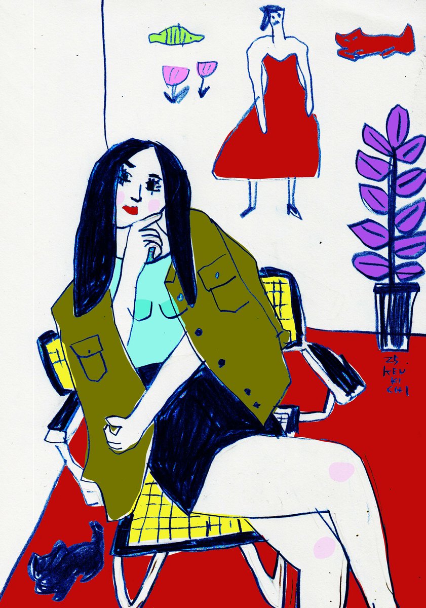 Kenkichi_kun's tweet photo. おはよー。本日の絵
「待ってるとこ」
colored pencil, photoshop
sketch book(B5)

何を待ってるの？
ヒミツ

#非戦 https://t.co/nys5knmorO