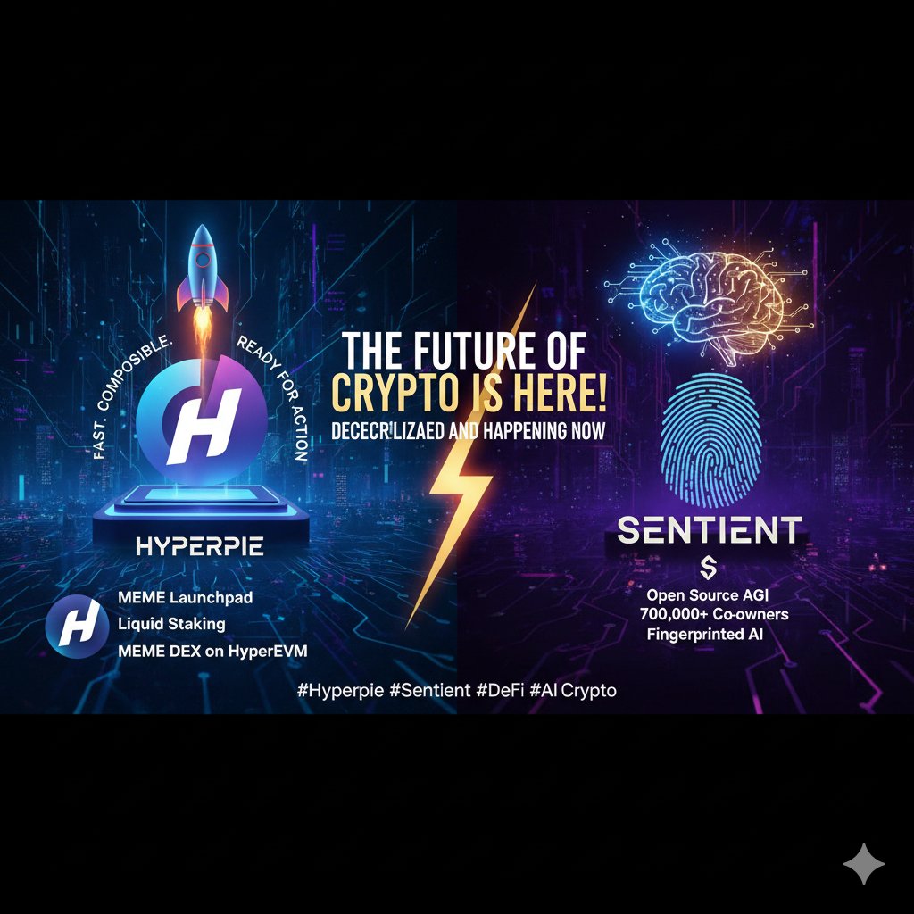 Joseph036498315's tweet photo. 🔥 Hyperpie is redefining DeFi with MEME launchpad, liquid staking, and MEME DEX. Sentient leads decentralized AI with 700K co owners of the first fingerprinted model. The future of crypto and AI is here 🚀 #Hyperpie #Sentient #DeFi #AI #Crypto
@Hyperpiexyz_
@SentientAGI. https://t.co/9MBvdk1zVa