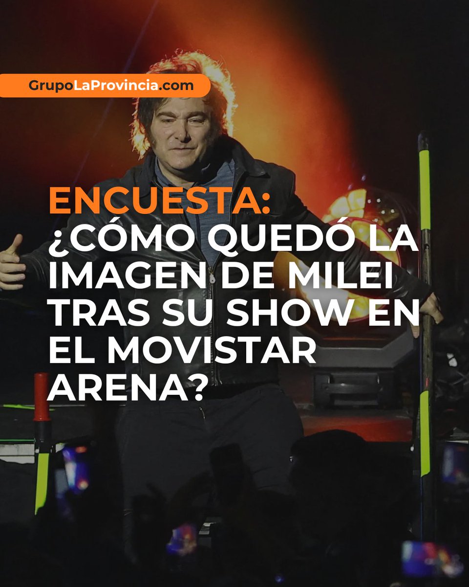 ⭕️ Encuesta: ¿cómo quedó la imagen de Milei tras su show en el Movistar Arena?

grupolaprovincia.com/contenido/5907…

Según la consultora Rubikon, el “rockstar” Milei sigue polarizando al país: su imagen se desgasta, pero el voto libertario resiste en las encuestas.

JM #Encuesta #Milei