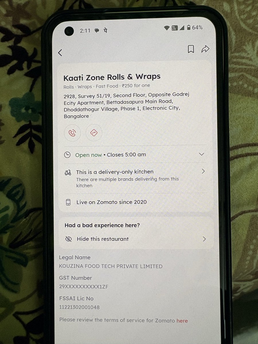 AzuShaik's tweet photo. @ZoneKaati I felt some sharp object while chewing roll upon checking I found broken blade piece. 0% hygiene and 100% health risk. #kouzinaconnect 
@fssaiindia , @fcsca_karnataka , @zomatoin ,@zomatocare https://t.co/YJ7lhBQO0x