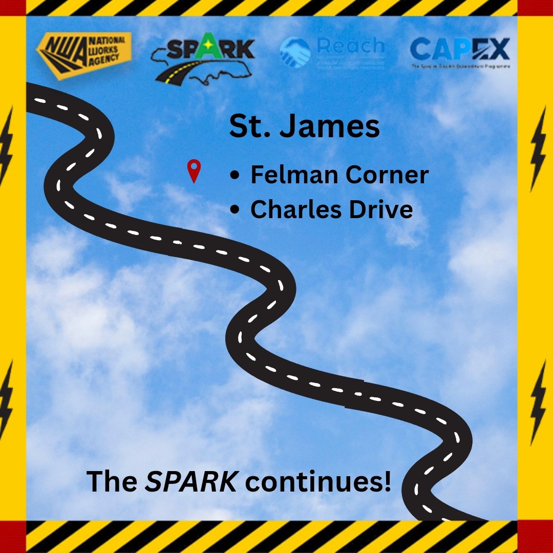 NWA_JA's tweet photo. St. James! We are coming with new projects! 🚧⚒️

With active SPARK projects currently underway in the parish , this is just a glimpse of what is to come. Stay tuned! ⚡️

#NWAUpdate 
#SparkJamaica 
#askspark
#westernwednesdays https://t.co/RHUWvSfYnA