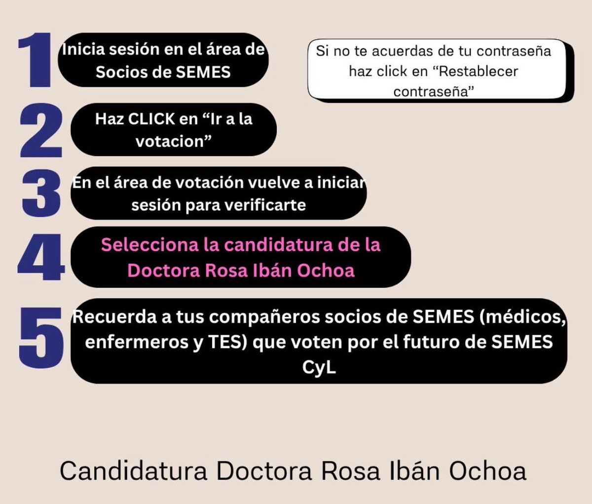 Elecciones SEMES Castilla y León

Eres socio de SEMES Castilla y León, pues vota la candidatura de Rosa Iván <a href="/IbnRosa/">Rosa Ibán</a> 

Para votar pincha en el enlace para entrar en la zona socios semes.org/socios/ y sigue las instrucciones que te adjuntamos junto a nuestro programa