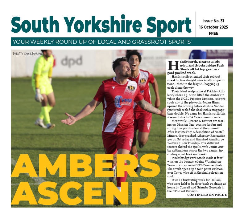 A part snap of our front page tomorrw.  It features on the front page <a href="/Handsworth_FC/">Handsworth FC</a> with a photo from <a href="/KenAllsebrook/">Nortonpixman17</a> plus story mentions for <a href="/parksteelsfc/">Stocksbridge Park Steels</a> and <a href="/DearneDistrict/">Dearne & District FC</a>.  Also theres a  story about <a href="/RotherhamRugby/">𝙍𝙤𝙩𝙝𝙚𝙧𝙝𝙖𝙢 𝙏𝙞𝙩𝙖𝙣𝙨</a> top of the table clash last Saturday and also <a href="/TottyCup/">Totty Cup</a>