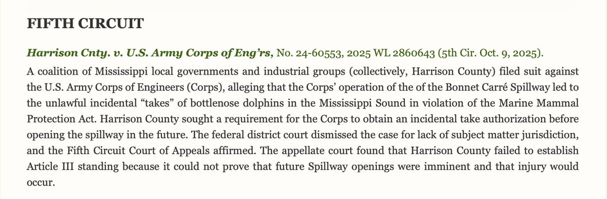 The October 2025 'Ocean and Coastal Case Alert' is now available! The Case Alert is our monthly newsletter highlighting recent court decisions impacting ocean and coastal resource management.

View the list of cases:
⚖️ nsglc.olemiss.edu/casealert