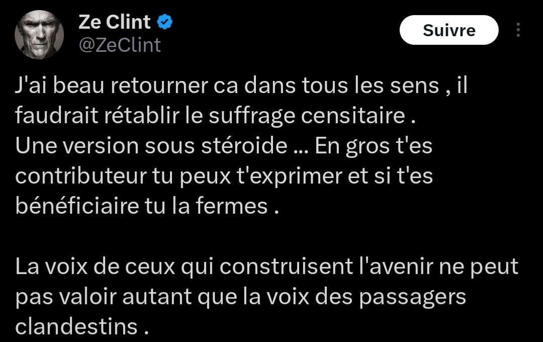 Moi aussi j'aime supprimer les droits des plus démunis.