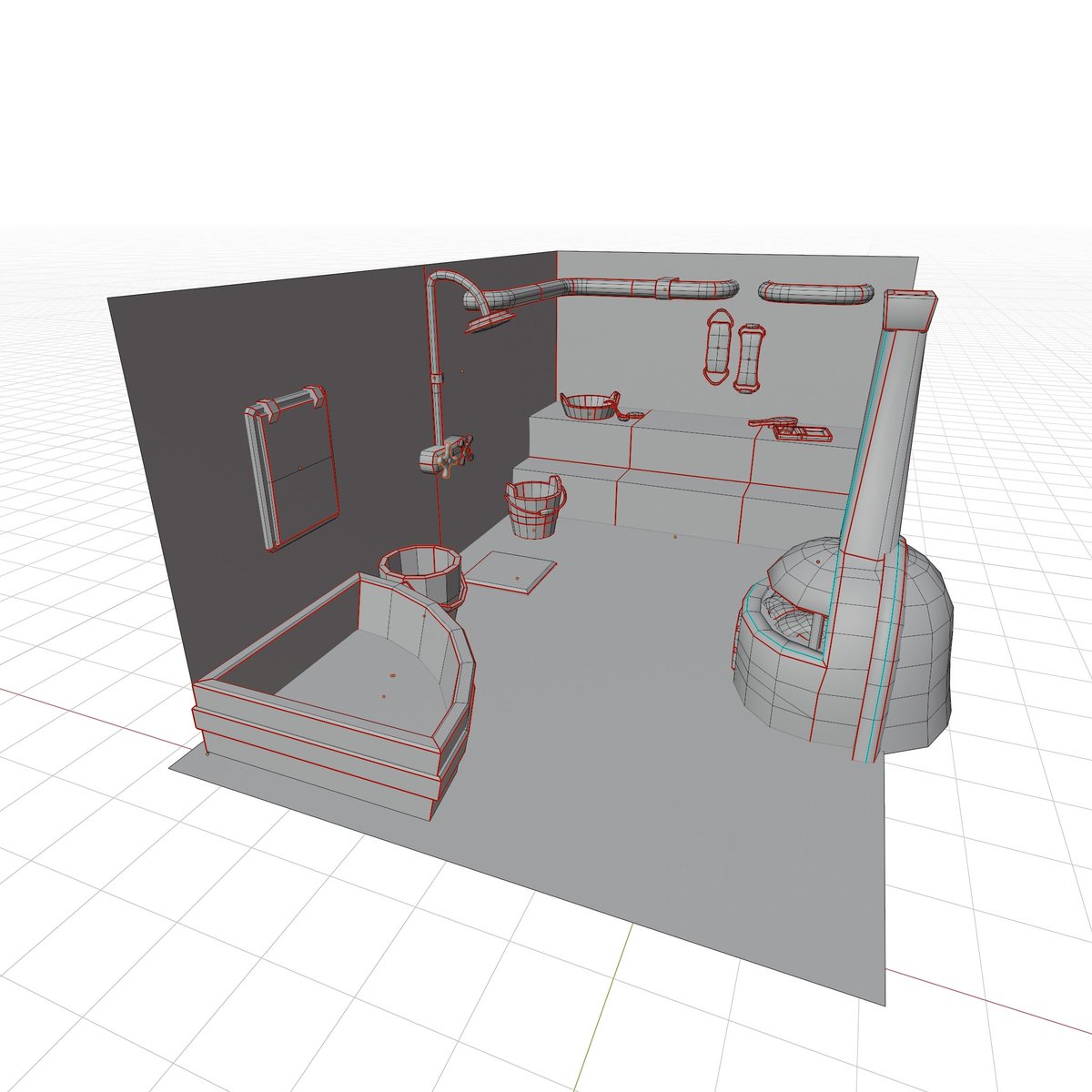 Hey.
Now I'm sharing this bathhouse scene. Its not a final render, but i decided to share, since why not, right? Tried to do it as #lowpoly as possible.

~~~
#blender #3d #3dmodeling #3dmodel #stylized #interior