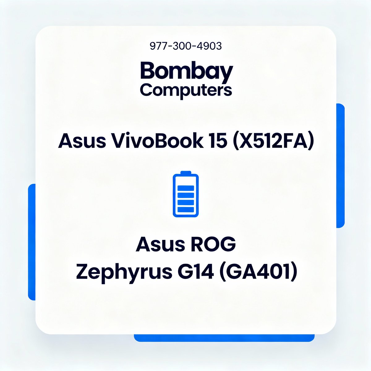 bombaycomputers's tweet image. 📞 977-300-4903
Asus VivoBook 15 or ROG Zephyrus G14 losing charge?
Get fast battery replacement at your doorstep in Vikhroli!
Original quality — 1-year warranty.
More: bombaycomputers.in/laptop-repair/
#AsusLaptop #Vikhroli #BatteryReplacement #BombayComputers
