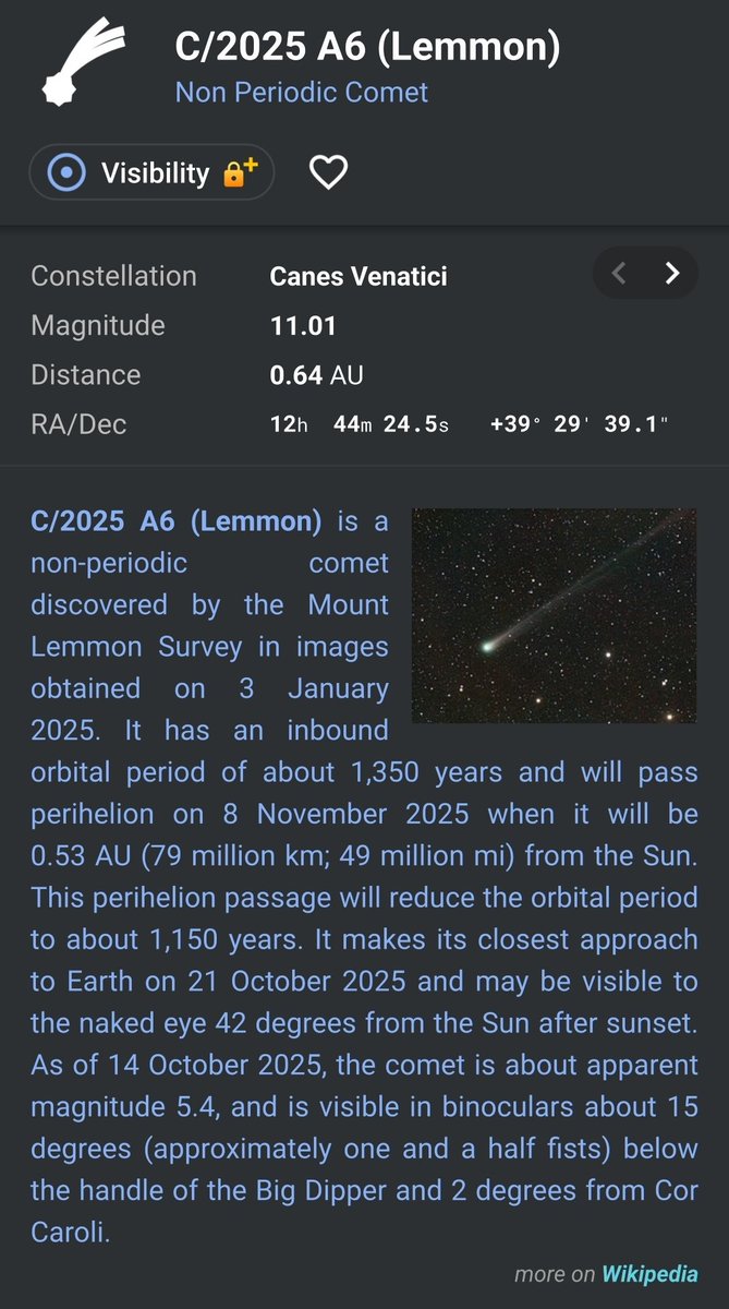 Ajithabraham's tweet photo. Anyone who is interested in the night sky,  Comet Lemmon, will be visible soon. https://t.co/CksqxLslpg