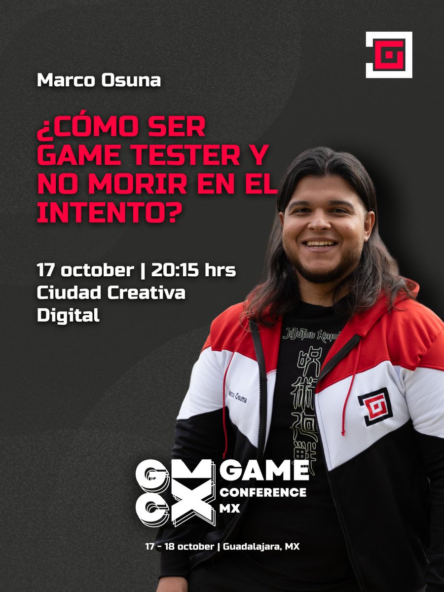 Join Marco Osuna, one of our valuable QA Game Tester with experience at Netflix and Roblox, at Game Conference MX 2025 for his talk “¿Cómo ser Game Tester y no morir en el intento?”
Ready to discover the gaming world?
👉 Event lineup: nexus.gamecoderstudios.com/r/YEj