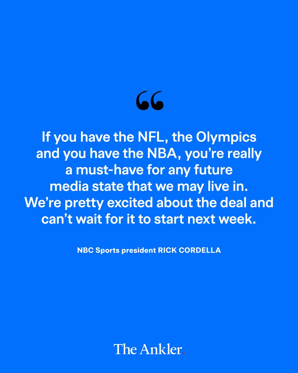 TheAnkler's tweet image. NBC is benching three hours of scripted TV a week for NBA games that cost $2.45 billion a year. @Snoodit crunches the numbers on which play makes better business sense: live sports or profitable Dick Wolf dramas theankler.com/p/the-battle-f…