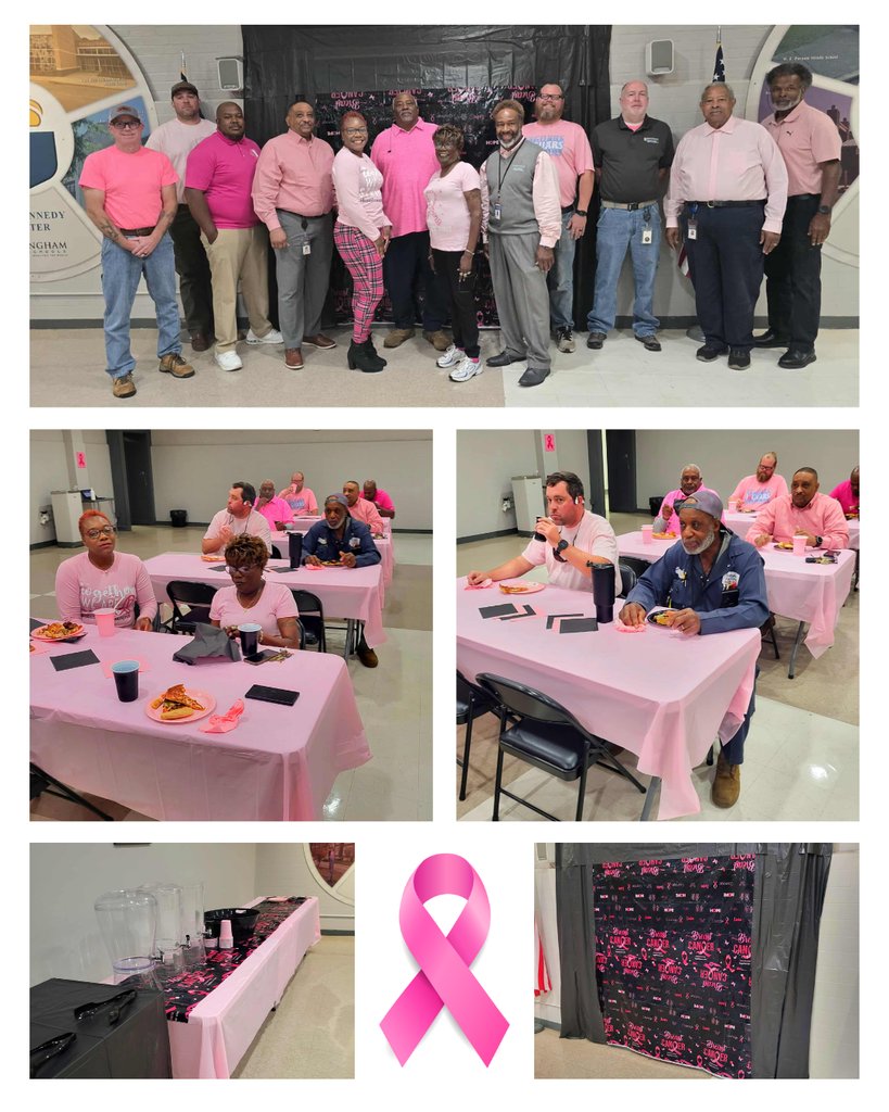BhamCitySchools's tweet photo. Today, our Maintenance Department stands in a Pink Out for Breast Cancer Awareness. We celebrate our survivors, support those still fighting, and remember the loved ones we’ve lost. Together, we’re stronger. 💗🎗️ #SuccessStartsHere #BCSStrong https://t.co/Ngbe3dwYeV