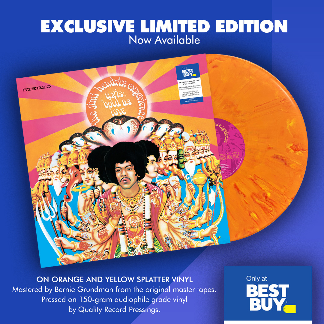 AXIS: BOLD AS LOVE is now available as a limited edition, 150-gram orange and yellow splatter vinyl release  exclusively from <a href="/BestBuy/">Best Buy</a>. Order at bit.ly/4h3Qpo0 #JimiHendrix #Hendrix #BoldAsLove #BestBuy #exclusive