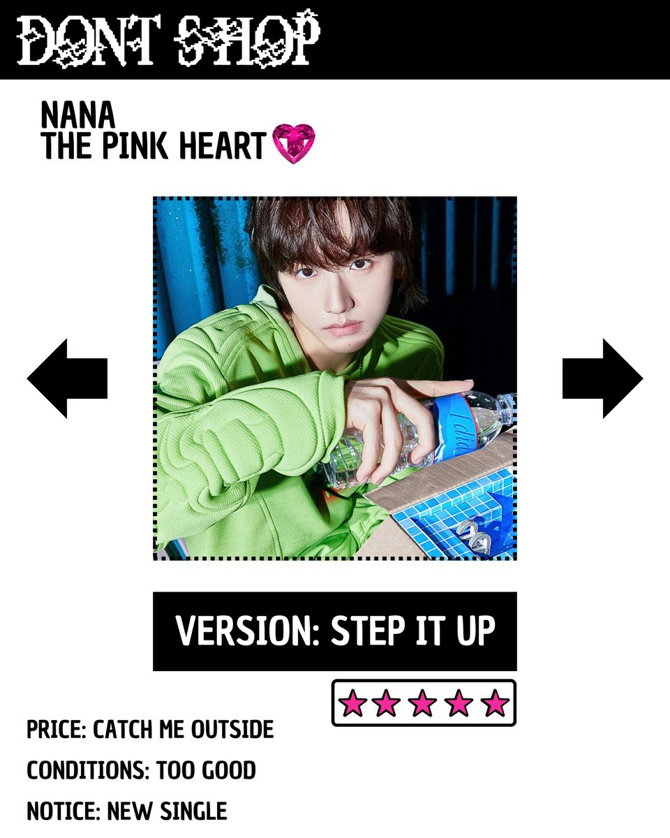 DONT | STEP IT UP [2nd Digital Single]

NANA 𝗗𝗢𝗡𝗧 𝗦𝗛𝗢𝗣 𝗣𝗔𝗚𝗘 💎 

➬ 17.10 | 19h
CHOOSE YOUR GEM;knowyourgem.carrd.co

#DONT #Npop #StepItUp <a href="/iwonyouu/">Nana Lee</a>