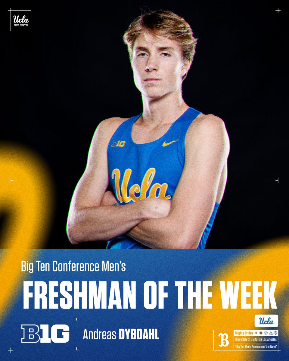 UCLA Track & Field (@uclatrack_field) on Twitter photo ๐๐ถ๐ด ๐ง๐ฒ๐ป ๐ ๐ฒ๐ป'๐ ๐ซ๐ ๐๐ฟ๐ฒ๐๐ต๐บ๐ฎ๐ป ๐ผ๐ณ ๐๐ต๐ฒ ๐ช๐ฒ๐ฒ๐ธ
Andreas Dybdahl is the first runner in program history to take home a weekly award from the Big Ten!
He led all B1G freshmen, and was 22nd overall, at last weekend's Bill Dellinger Invite in Oregon. 
#GoBruins ๐๐ถ๐ด ๐ง๐ฒ๐ป ๐ ๐ฒ๐ป'๐ ๐ซ๐ ๐๐ฟ๐ฒ๐๐ต๐บ๐ฎ๐ป ๐ผ๐ณ ๐๐ต๐ฒ ๐ช๐ฒ๐ฒ๐ธ
Andreas Dybdahl is the first runner in program history to take home a weekly award from the Big Ten!
He led all B1G freshmen, and was 22nd overall, at last weekend's Bill Dellinger Invite in Oregon. 
#GoBruins