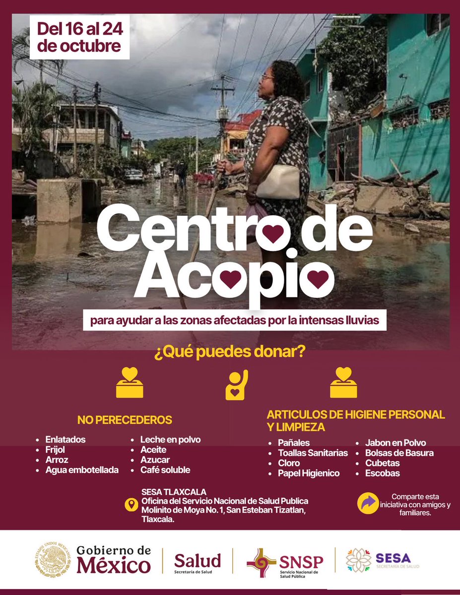 SNSP_Tlaxcala's tweet photo. ¡Es momento de ayudar! La solidaridad es más fuerte que la adversidad. ✨🙏 https://t.co/xKdPzDzgv9