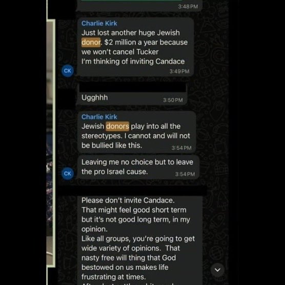 Has <a href="/TPUSA/">Turning Point USA</a> issued a statement that they will honor Charlie's desire to "leave the pro-Israel cause" as he stated in communications 48 hours before he was assassinated? <a href="/AndrewKolvet/">Andrew Kolvet</a> <a href="/tylerbowyer/">Tyler Bowyer</a>