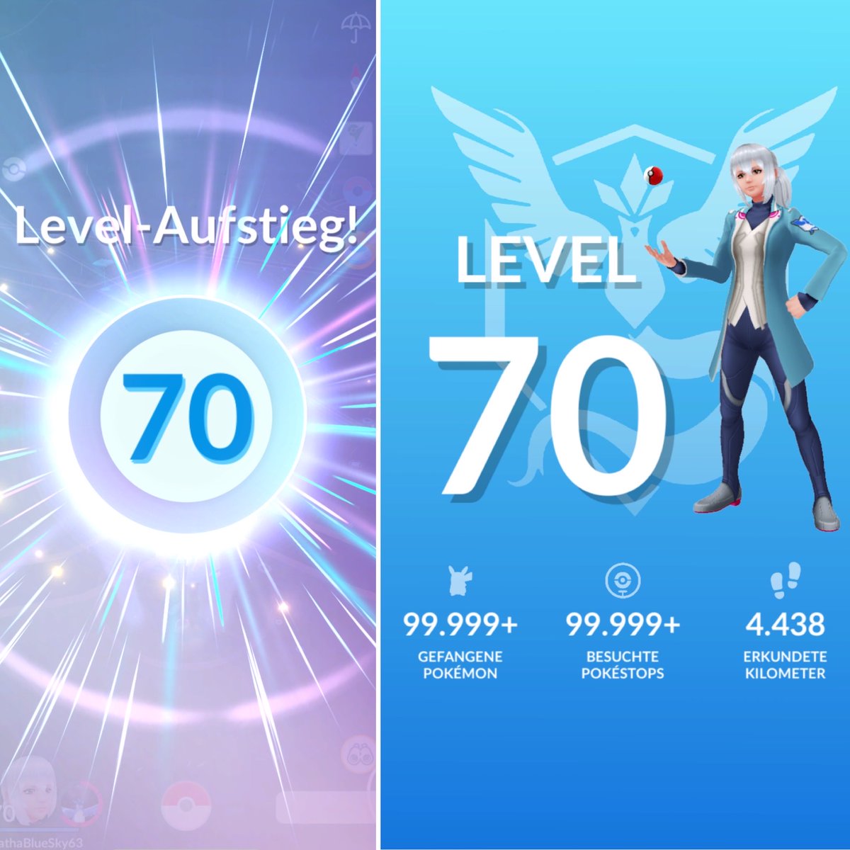 KathaBlueSky's tweet photo. Moin Moin ⚓️
🥳💙70💙70🥳70💙70💙🥳
Yes … let‘s GO the nexst Level 🥳
The wait is over … the Race to Level ✨80✨ begins !
Good Night 🤗
#PokemonGoLevelUp #PokemonGO https://t.co/CAqdUc3EOT