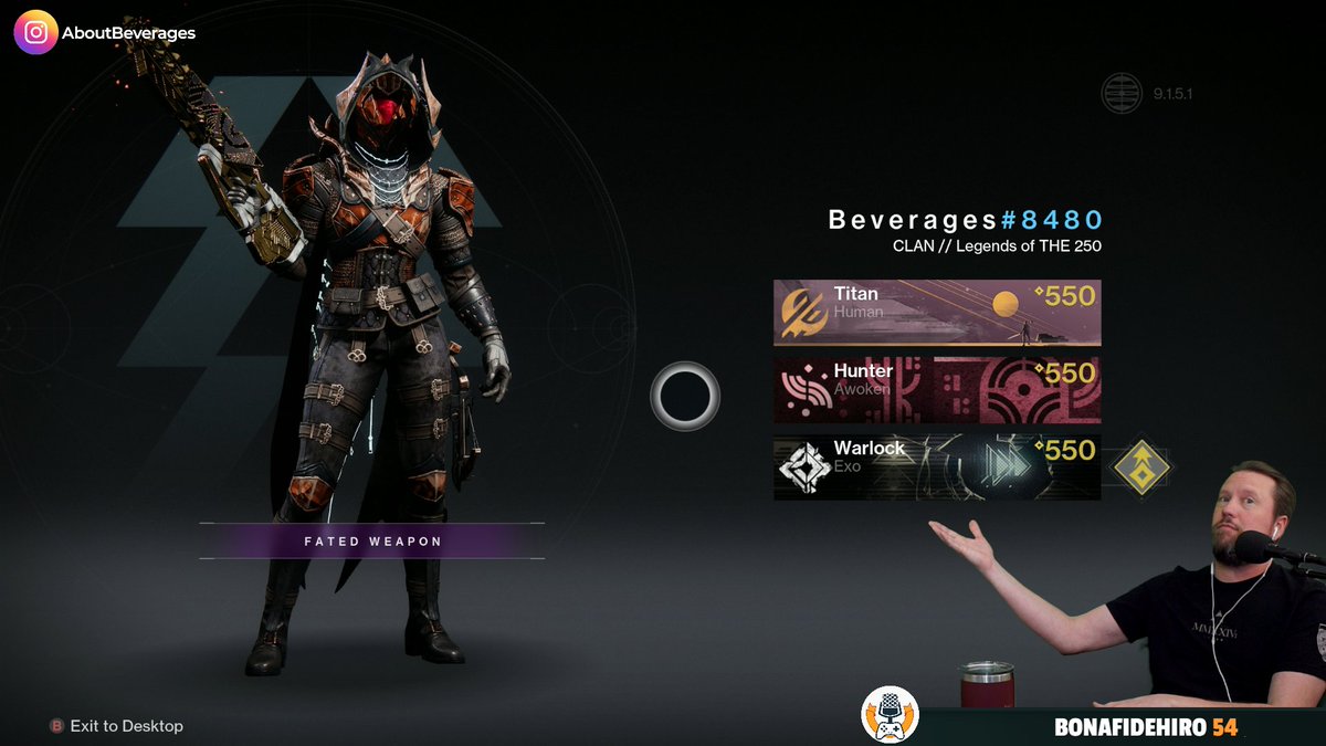 AboutBeverages's tweet image. My work here is done. Now the real grind begins. #Destiny2Creator