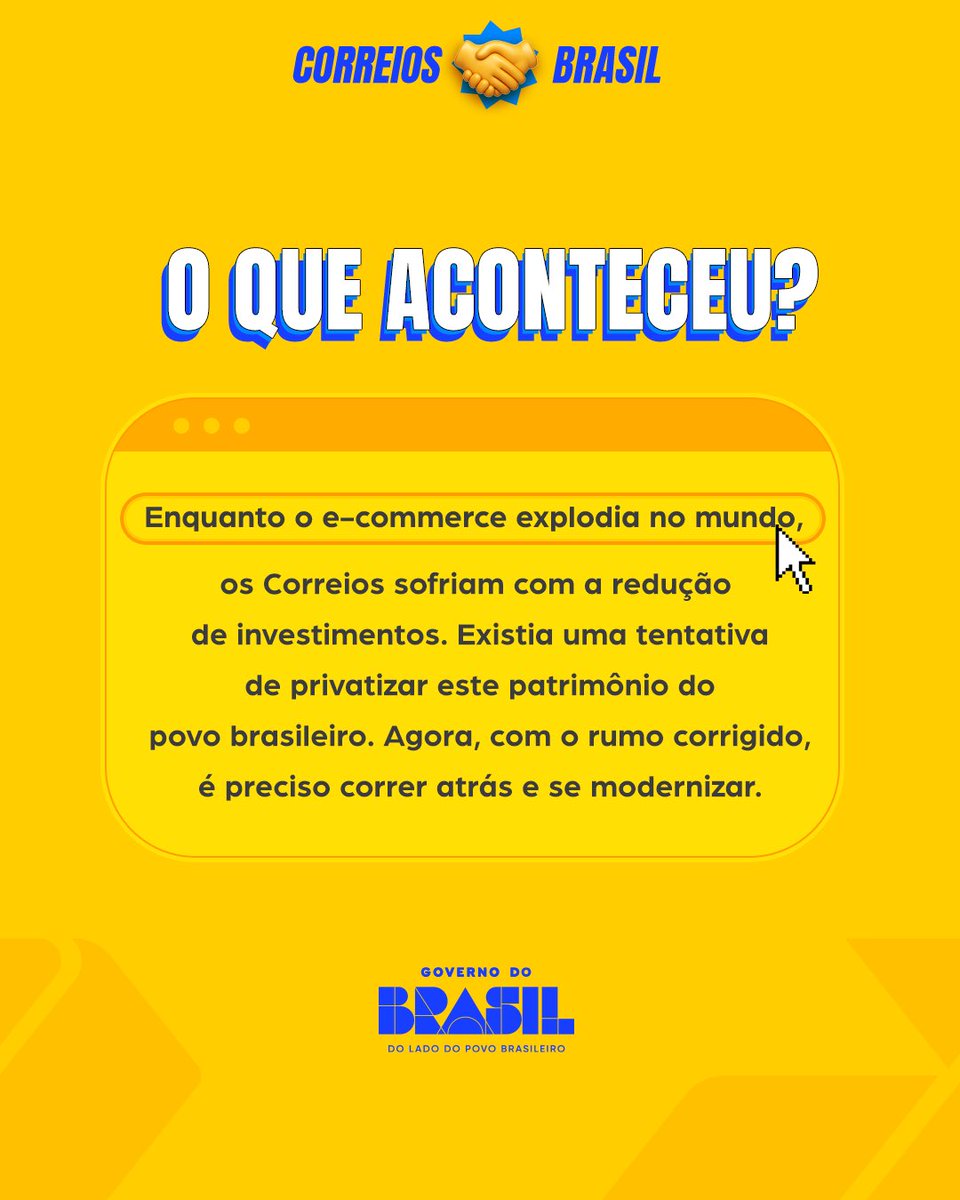 govbr's tweet image. 💰 Os Correios anunciaram nesta quarta-feira (15) um plano de reestruturação operacional e financeira que, entre outras medidas, inclui uma operação de crédito para injetar R$ 20 bilhões no caixa.
👇