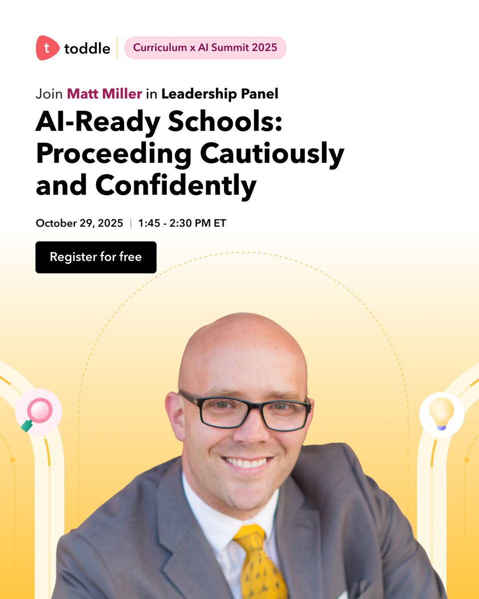 I'm excited to share that I'm speaking at the Curriculum x AI Summit 2025! 🎉
This is a fantastic, free virtual event designed specifically for public school educators.

📆 Join us from October 27th-30th, daily from 1:00-3:30 PM ET, to learn how AI can help us strengthen