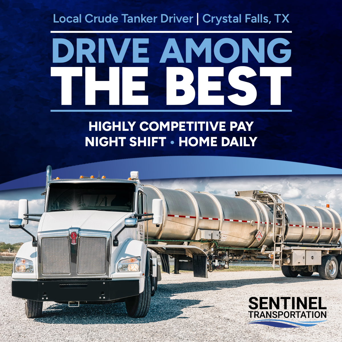 sentinel_trans's tweet image. We&apos;re hiring Local Crude Tanker Drivers in Crystal Falls, TX . If you&apos;ve got your CDL A, Hazmat &amp;amp; Tanker endorsements, and 2+ years behind the wheel — we want to hear from you.

Apply here: joinsentineltransportation.com/job?req=9

Or call: 855.490.6291