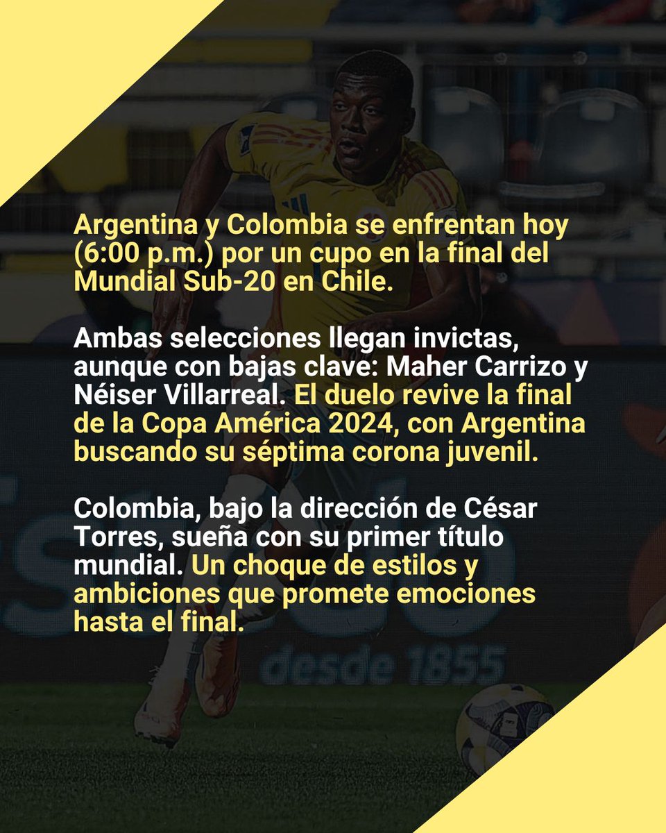 ADNMedellin's tweet photo. Argentina busca su séptima corona juvenil 👑
Colombia, la primera de su historia 🌟
¿Quién escribirá el próximo capítulo del fútbol suramericano? ⚽#ColombiaSub20 #ArgentinaSub20 #MundialSub20 #adndeportes

📍Conoce más en https://t.co/IoeR9FKSvW https://t.co/IZ7v9H5eZY