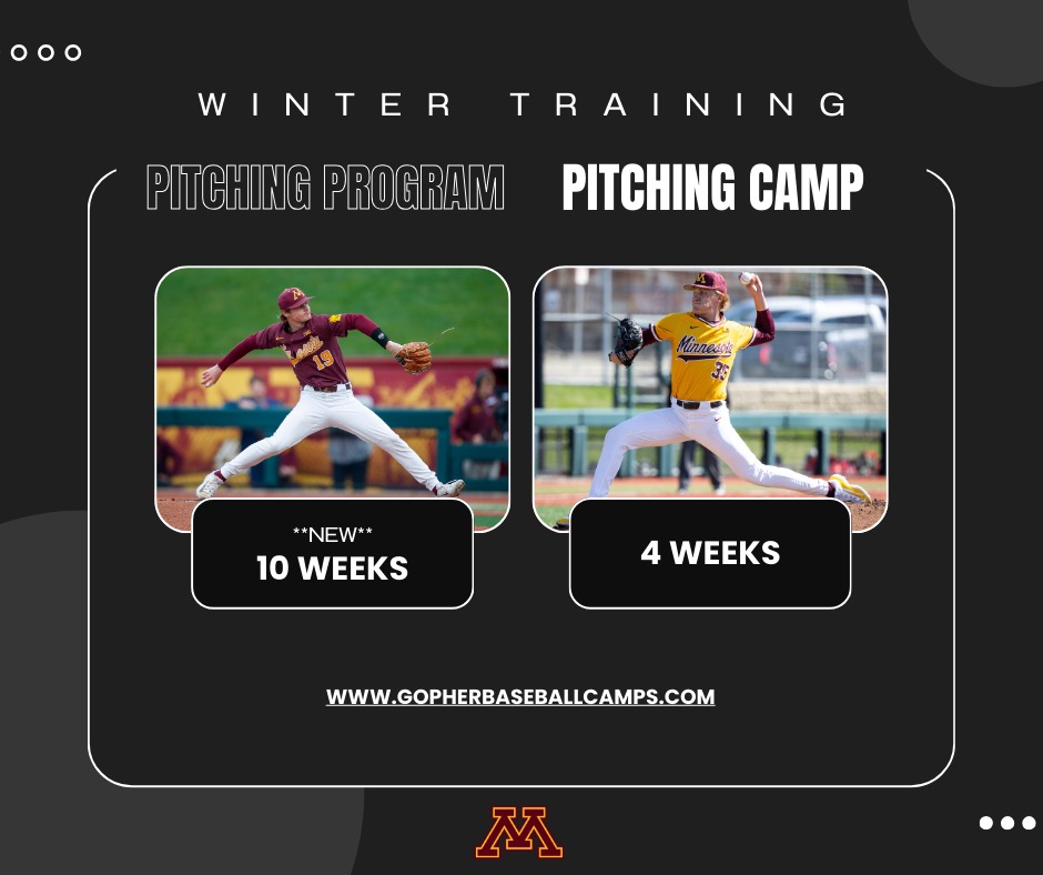 Reminder to sign up for one of our Winter Pitching Camps!

*NEW* this year is the Winter Pitching Program designed for advanced player development.

🔗: z.umn.edu/al8a