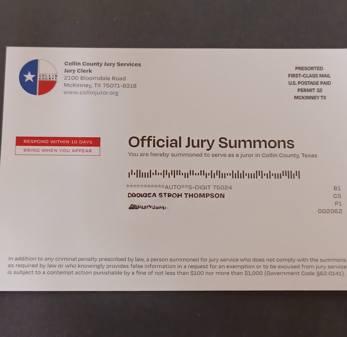 Fun fact: Judges get called for jury duty too! I'm actually selecting my own jury that day and can't do both no matter how well I think I multi-task 😆...so I have to reschedule jury duty. Luckily our <a href="/CollinCountyGov/">Collin County Govt</a> system makes that very easy to do online!