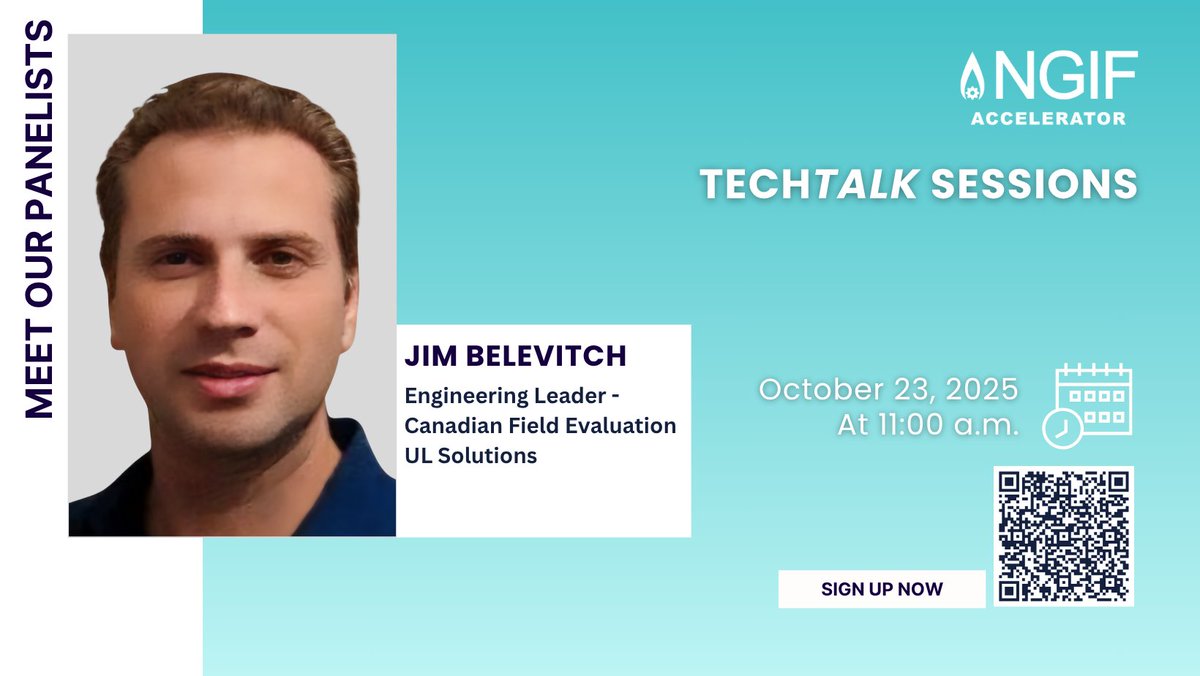 NGIFCapital's tweet image. 🎤Meet our Panelist for the #NGIFAccelerator&apos;s ‘TECHTALK SESSIONS&apos;: Jim Belevitch
Engineering Leader – Canadian Field Evaluation, @UL_Solutions

📅 Day: October 23, 2025 
⏲️Time: 11:00 a.m. (MT)

Register today: events.teams.microsoft.com/event/364cd0cd…