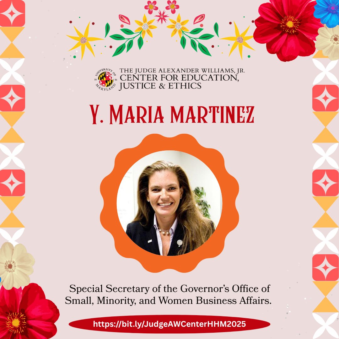This #HispanicHeritageMonth, we highlight Y. Maria Martinez, Special Secretary of the MD Governor’s Office of Small, Minority, and Women Business Affairs (<a href="/goMDsmallbiz/">goMDsmallbiz</a>). Martinez expanded opportunities for diverse entrepreneurs. Learn more: bit.ly/JudgeAWCenterH…