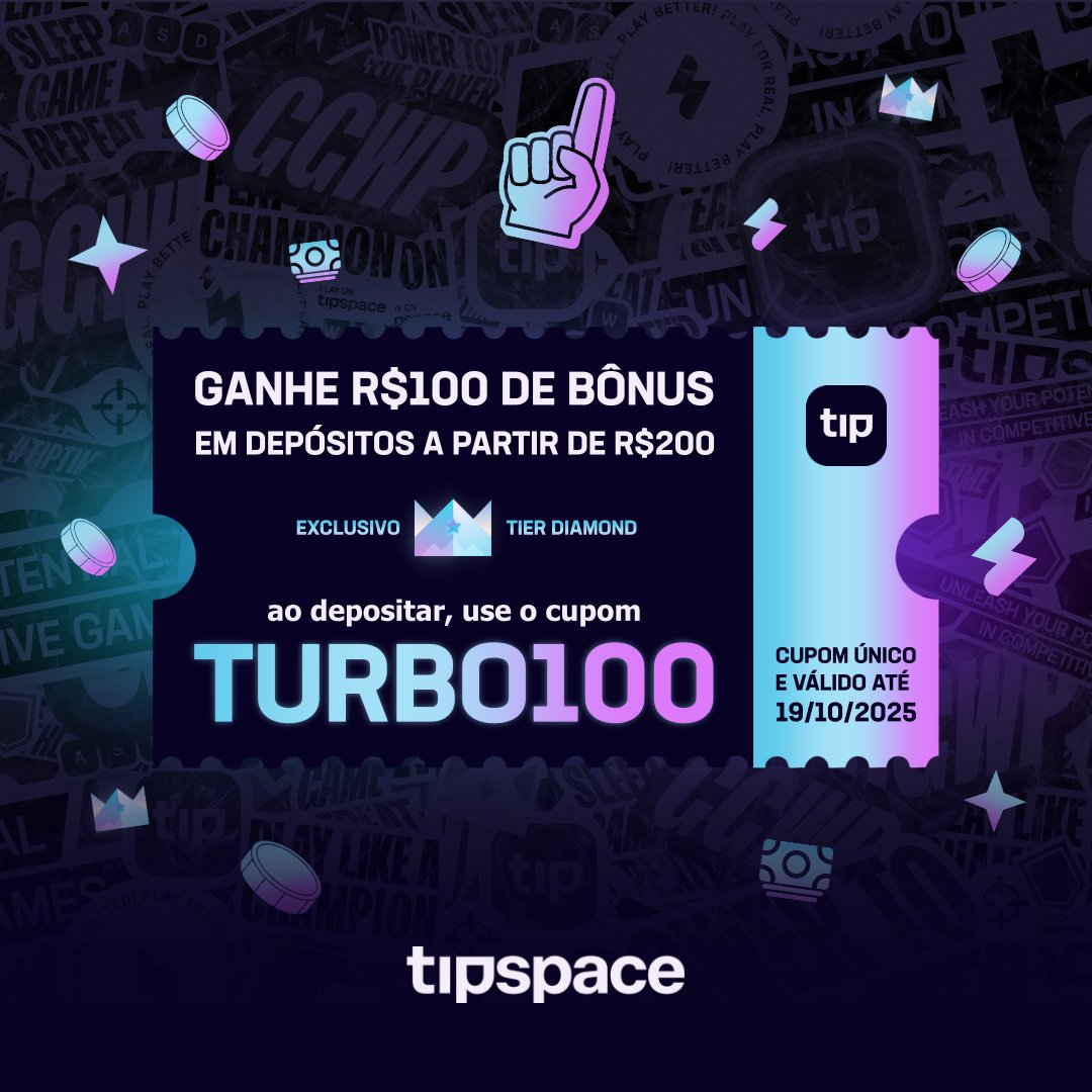 tipspace's tweet image. 💎 TURBINE suas Tips com esse cupom exclusivo para o TIER DIAMOND!

Use TURBO100 em um depósito a partir de R$200 e ganhe R$100 de bônus na Tipspace! 💰

⚡ Cupom único e válido até 19/10/2025.