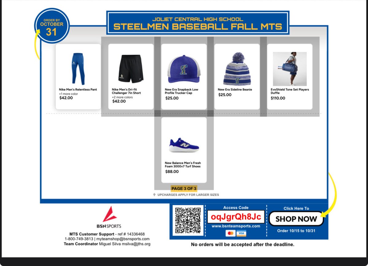 Our Steelmen Baseball team shop is now open! Get your team gear here: bit.ly/4n8GXkH