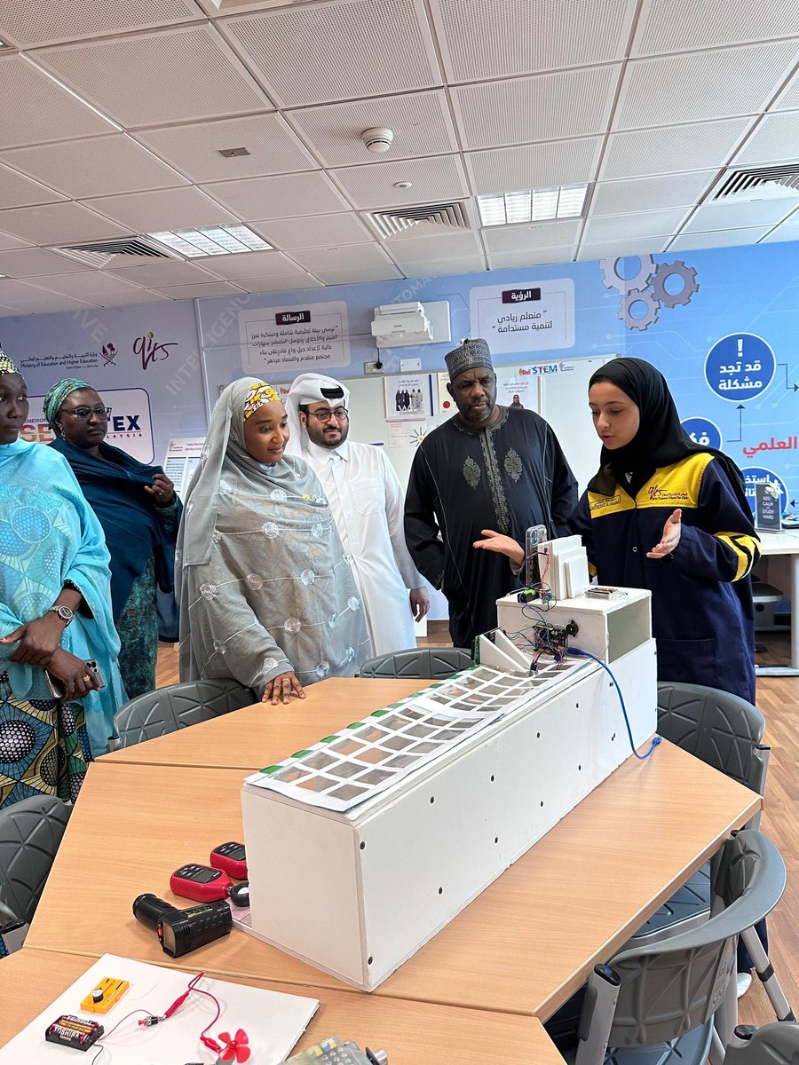 ncaoosce's tweet photo. The Executive Secretary of the National Commission for Almajiri and Out-of-School Children Education (NCAOOSCE), @DrMuhammadIdris, joined the Minister of State for Education, Prof. @Suwaiba_Said, on a visit to the Qatar Girls Technical Secondary School.

The school is home to about 170 gifted young girls acquiring hands-on skills in Robotics, Circuitry, Applied Mathematics with Physics, Solar Desalination, and other innovative fields.

An inspiring model of how education can empower girls to become future leaders in science, technology, and innovation.

#NCAOOSCE2025
#EducationForAll