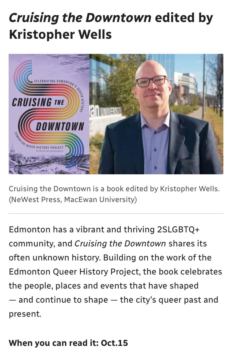 Now available just in time for 2SLGBTQ+ History Month. Get your copy in Edmonton at Audreys or any independent bookstore near you. 🌈