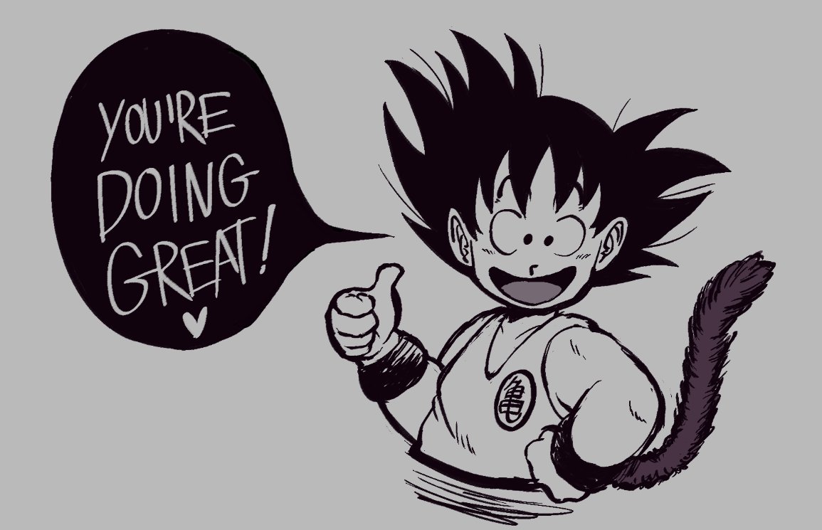 scribblespace_'s tweet image. Emotional support Goku doodle to relieve stress