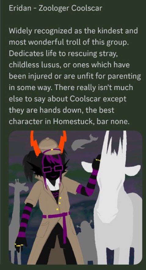 this as a reading for eridan is especially interesting, his world view is so toxic because he grew up on alternia, but in an alternate universe where non of the rules he's internalised apply, he's basically the nicest guy around. excellent trolling hussie