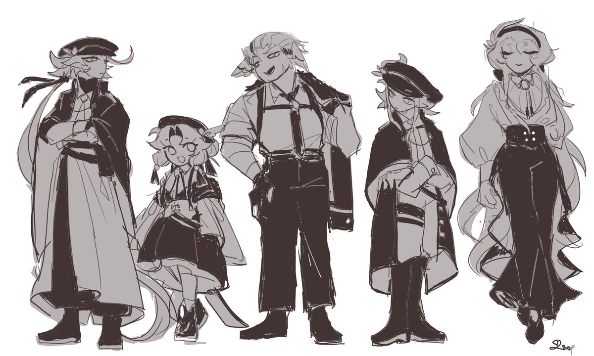 Outfit design for the whole gang
these for character concept in my au