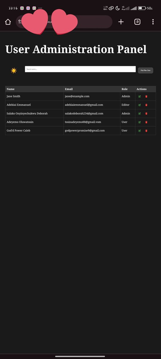 webdeveloper_NG's tweet image. Today's Update 👨🏼💻
I created a Website for a client using SVELTE
It's just a simple User Management Dashboard.
Below is the desktop and mobile view🌚
Will get back to IYKE DRIVE tonight
What did you work today?