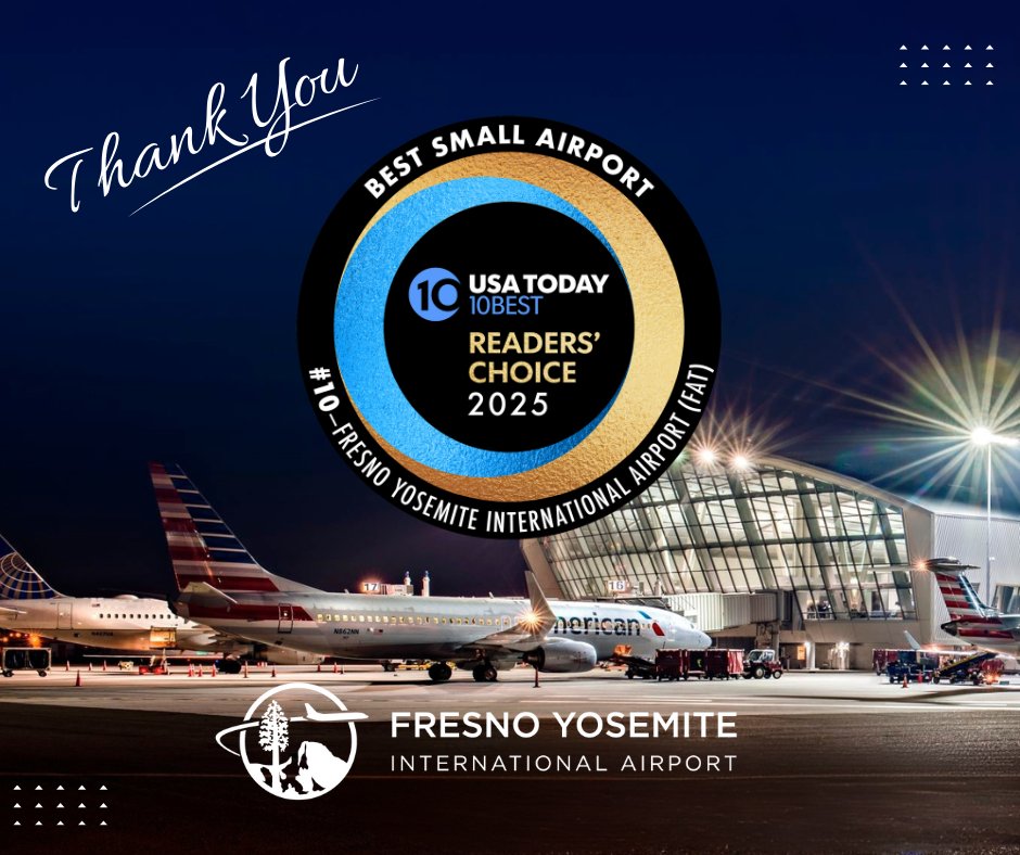 .<a href="/iflyfresno/">Fresno Yosemite International Airport (FAT)</a> has been named a USA Today 10Best Readers’ Choice Awards winner for Best Small Airports! Thank you to all who voted. This recognition reflects the dedication of our team &amp; airport partners, and most importantly, the travelers &amp; community who support &amp; fly FAT daily!