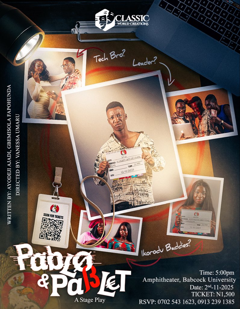 CWC_BU's tweet photo. It’s not just a play. It’s a movie on stage 🎭
Babcock, get ready for ‘Pablo &amp; Pablet”
a story that will have you screaming, laughing, and maybe crying 😭
Nov 2 | 5PM | 📍Amphitheater | ₦1,500❤️🔥🔥🔥🔥 https://t.co/s9qnjlmsdA
