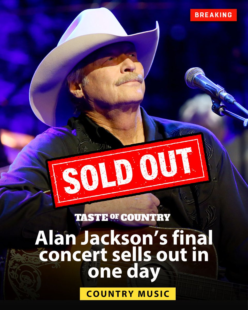 TasteOfCountry's tweet image. It took less than a day for Alan @OfficialJackson to sell 55,000 tickets for his final concert.