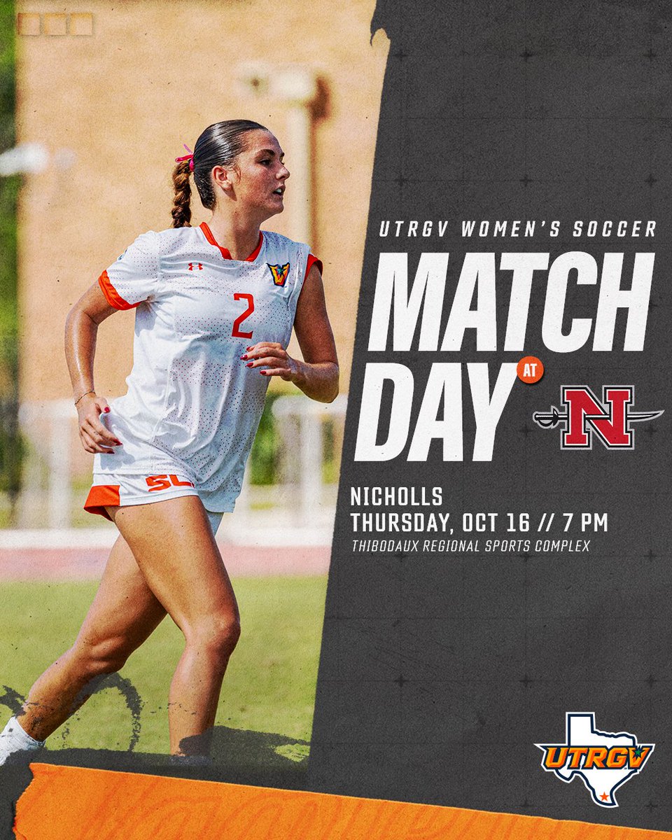 UTRGVWSoccer's tweet photo. 𝐌𝐀𝐓𝐂𝐇 𝐃𝐀𝐘 🤩

⏰ 7 PM
🆚 Nicholls
📍 Thibodaux Regional Sports Complex

📊 https://t.co/yC2560dgtu

#UTRGV #RallyTheValley https://t.co/a6FvW3O0Dh