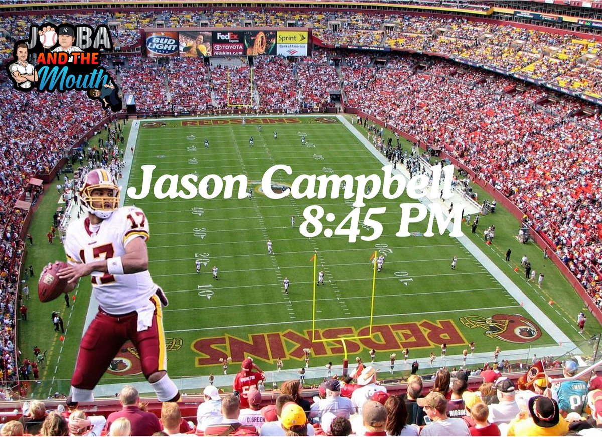 Don't forget to tune in for our guest on tonight’s show of <a href="/jobaandthemouth/">Joba and the Mouth</a> 

8:45 PM ET - Former 9-year NFL quarterback, host of the Bleav In Everything Auburn podcast, and Auburn football radio broadcaster Jason Campbell 

Tune in tonight at 7:30 PM ET for another great show of
