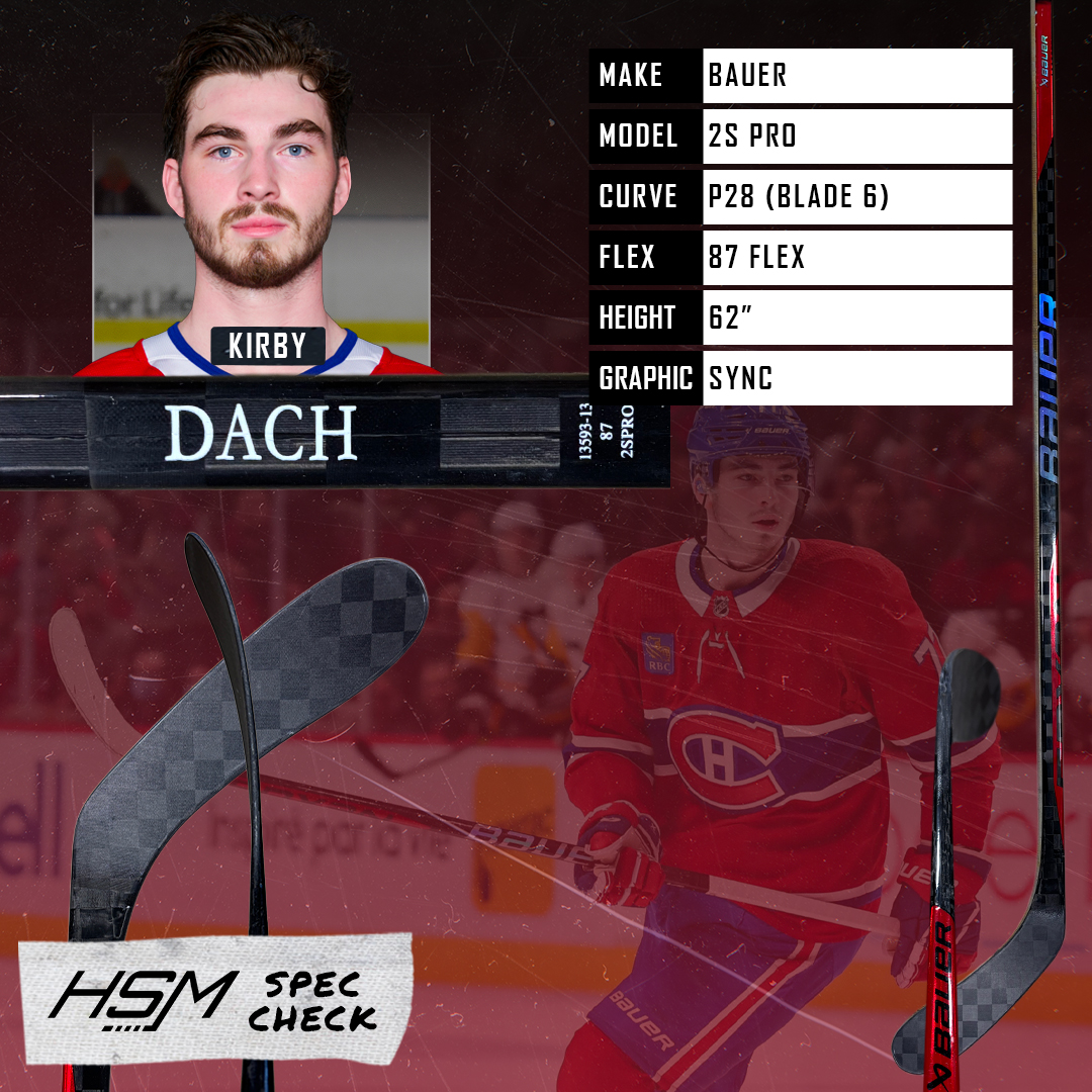 HockeyStickMan's tweet image. Spec Check: Kirby Dach 🏒
Dach’s been all Bauer since his Saskatoon days, still rocking a red Sync graphic 2S Pro with that rare high kickpoint built for snipers. P28 curve, 87 flex, 62” setup. 👀
#Habs #StickMan #SpecCheck