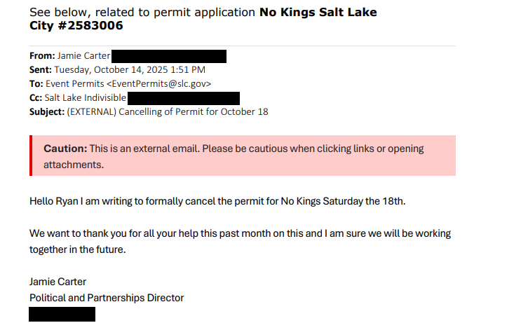 The No Kings march in Salt Lake City which was planned for this weekend Saturday the 18th has been canceled. The online permit with Salt Lake City was completed and then canceled but never issued.
<a href="/bmullahy2news/">Brian Mullahy</a> has the latest on the change of plans tonight on <a href="/KUTV2News/">KUTV2news</a> at 5pm.