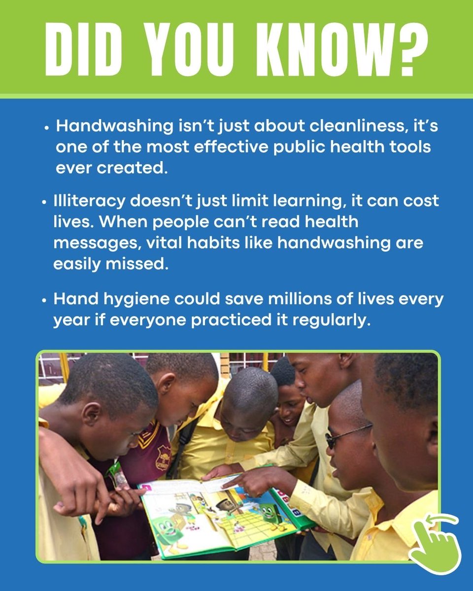 SpeakingBooks's tweet image. Clean hands save lives but only if people know how.
This #GlobalHandwashingDay, we celebrate how Speaking Books give every person, regardless of literacy, the power to learn, protect, and thrive.
One story. One voice. One wash at a time. #health #education