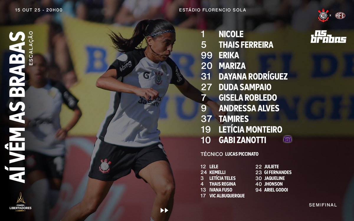 Corinthians escalado contra a Ferroviária. 📋

#AsBrabas
#VaiCorinthians